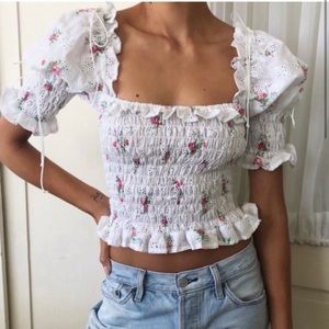 For Love and Lemons Tarte Eyelette Top in Floral